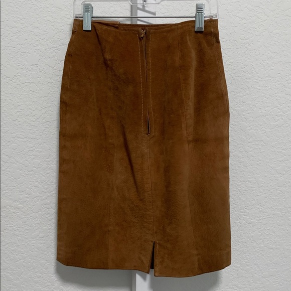 Leather by Wilsons Tan Genuine Leather Pencil Skirt Size 2 - Picture 3 of 8